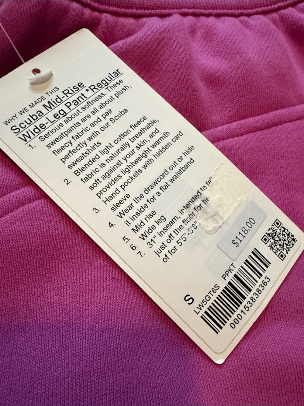 Lululemon Scuba Mid-Rise Wide-Leg Pant Regular Length Pow Pink Tone Barbie NWT - Picture 11 of 11